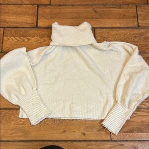 Forever 21 Cream Cowl Neck Sweater with Textured Knit